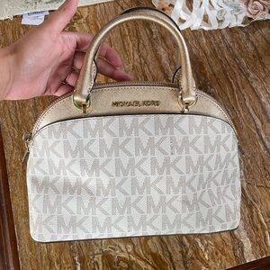 Michael Kors White and Gold Mini Satchel